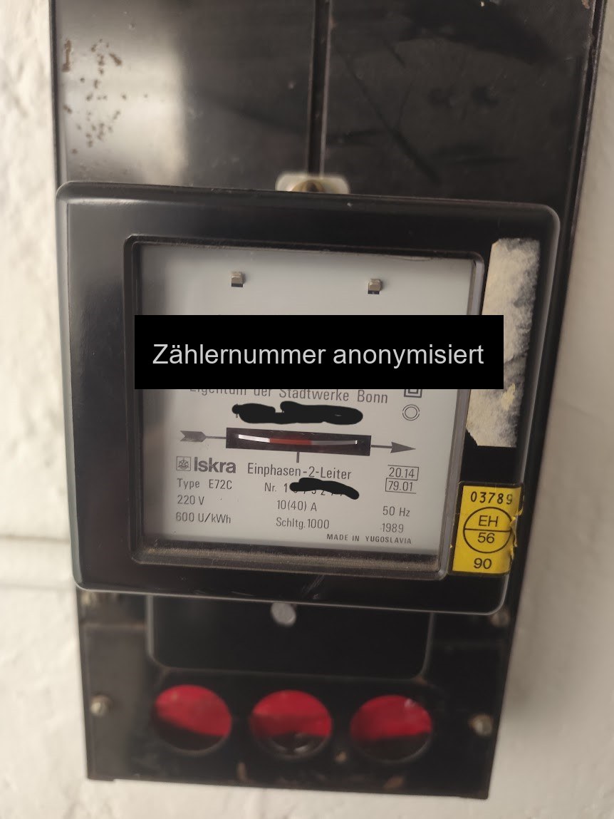 Alter Iskra-Zähler von 1989, Stadtwerke Bonn – vor der Sanierung