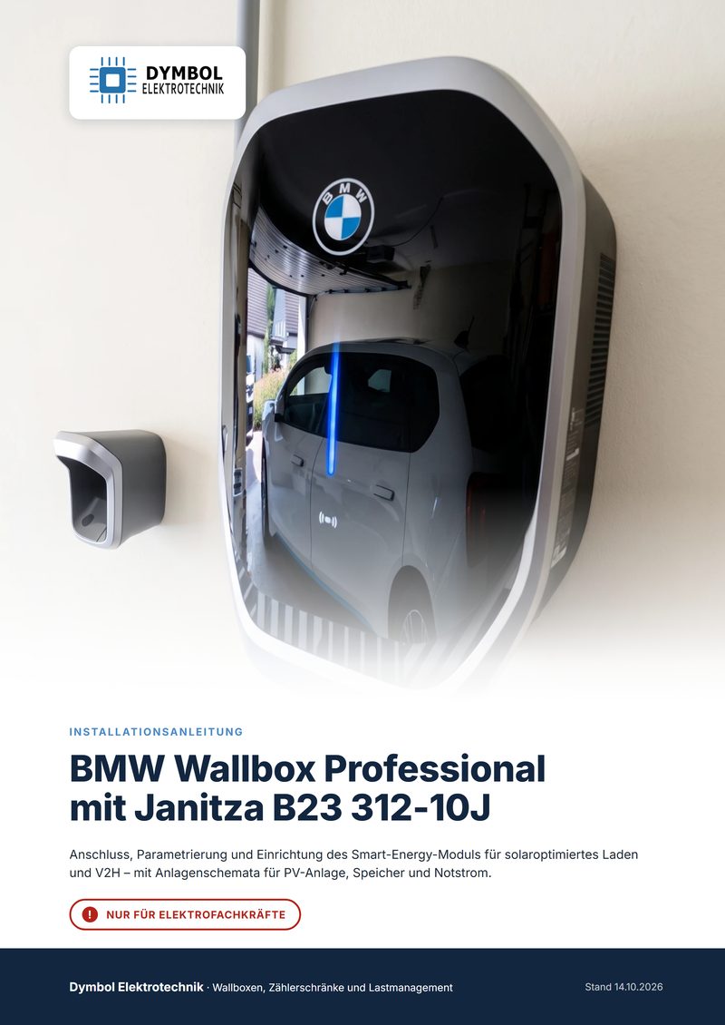 Deckblatt der Installationsanleitung BMW Wallbox Professional mit Janitza B23 312-10J